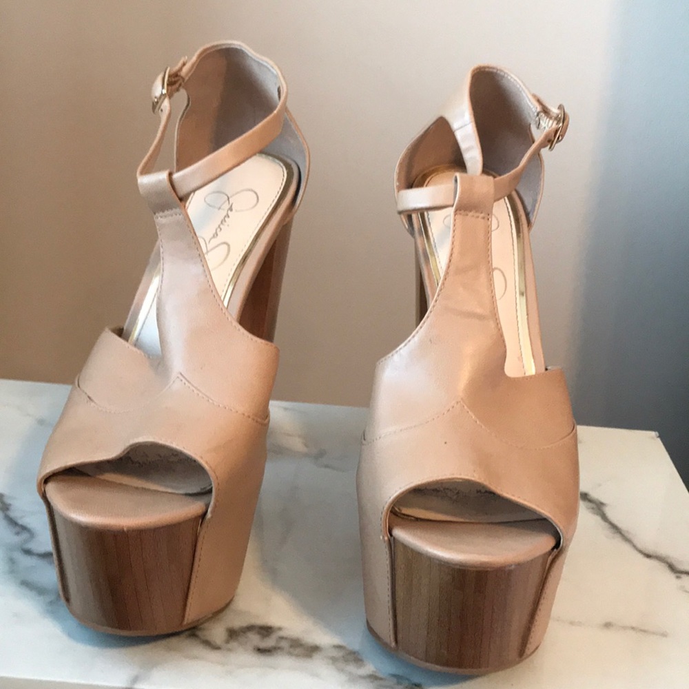 Jessica Simpson platform wooden heels